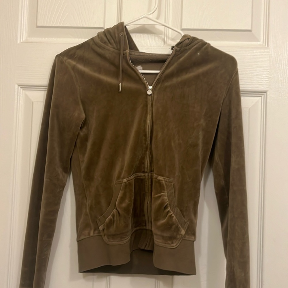 Express brand cropped zip up, Size Xs, Brown velvet material